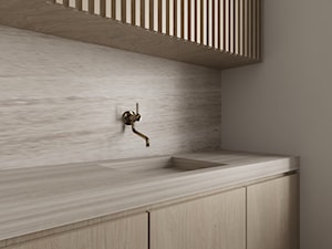 Minimalistyczne mieszkanie z przewagą drewna - Kuchnia, styl minimalistyczny - zdjęcie od Agnieszka Małecka Architekt Wnętrz
