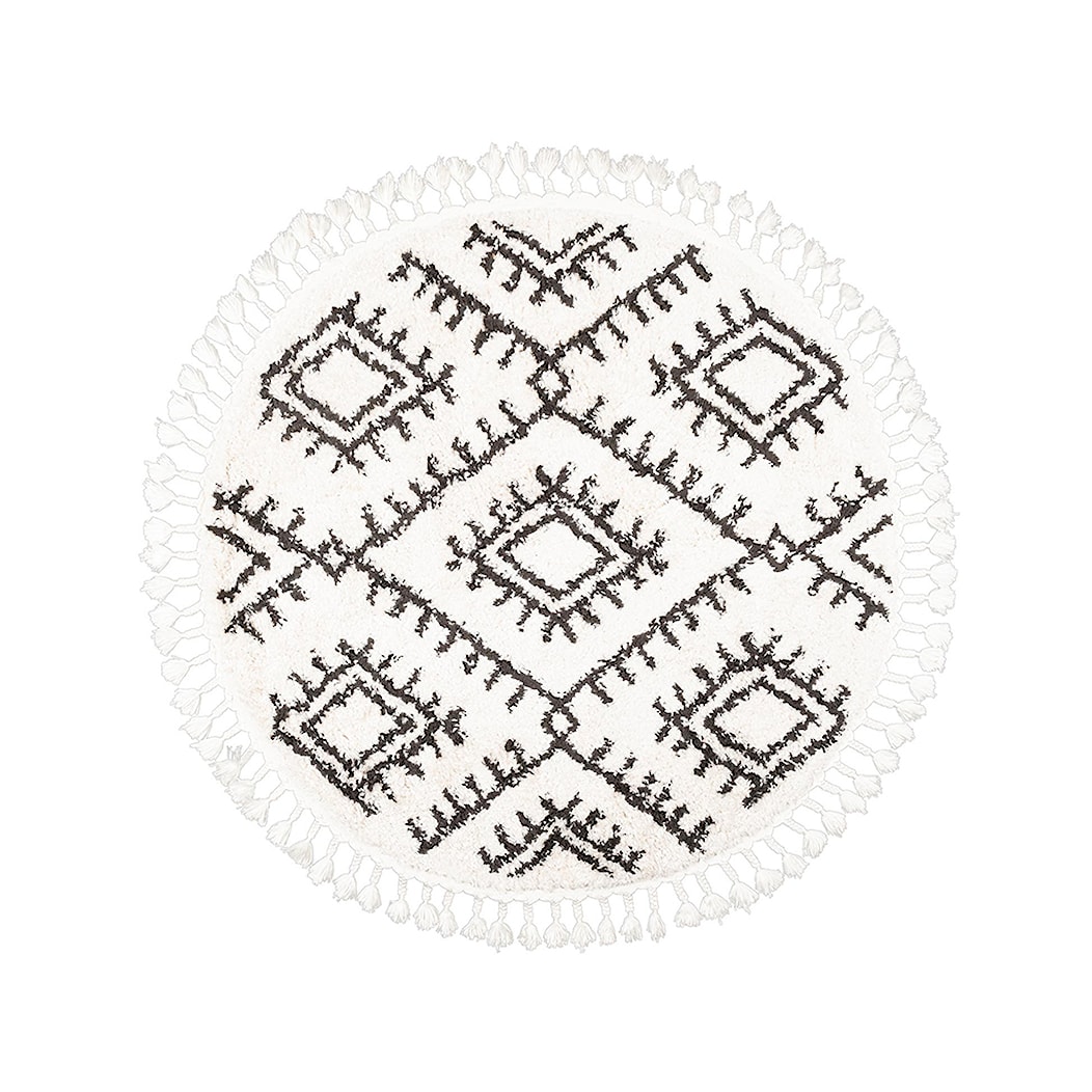 Okrągły Dywan Shaggy Pelush Etno z Frędzlami Biały - zdjęcie od E-floor - Homebook