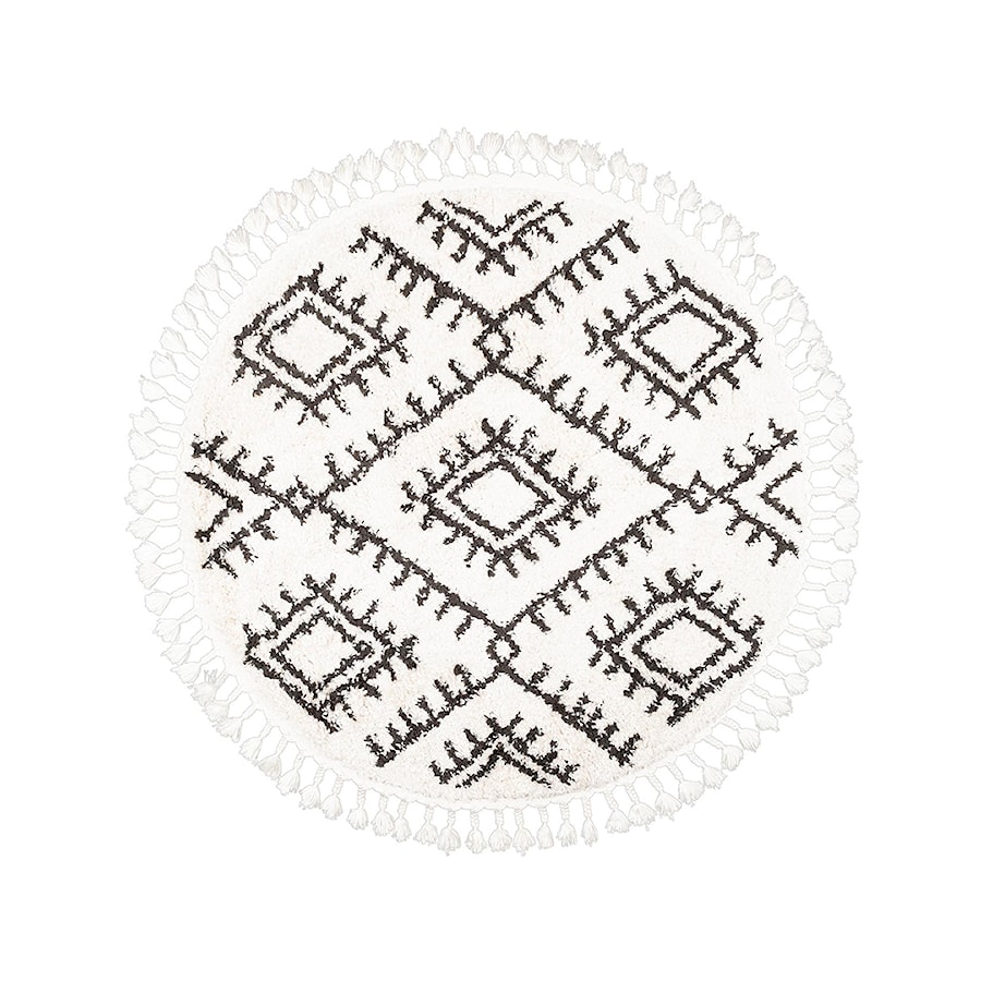 Okrągły Dywan Shaggy Pelush Etno z Frędzlami Biały - zdjęcie od E-floor
