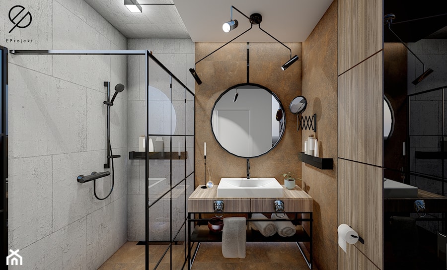 Industrialna łazienka - przestrzeń przy umywalce - zdjęcie od EProjekt - architecture design