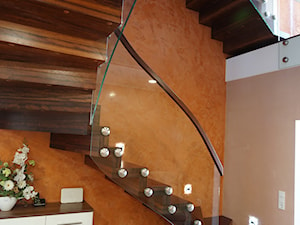 schody dywanowe z drewna Merbau ze szklaną balustradą - zdjęcie od Brysch Schody