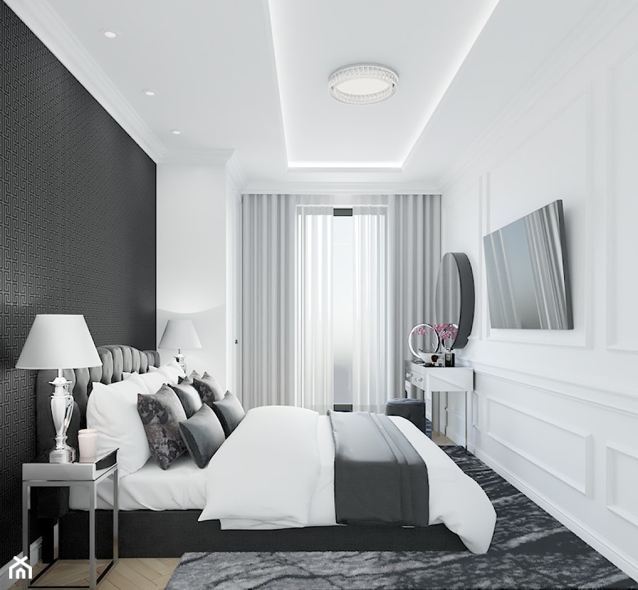BLACK AND WHITE - Sypialnia, styl glamour - zdjęcie od Glam Interior