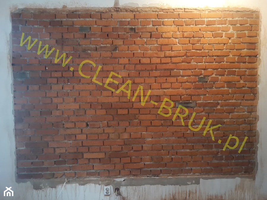 Ściana ceglana po oczyszczeniu i przed fugowaniem w salonie -w Krakowie - zdjęcie od Clean-Bruk Daniel Harendarz