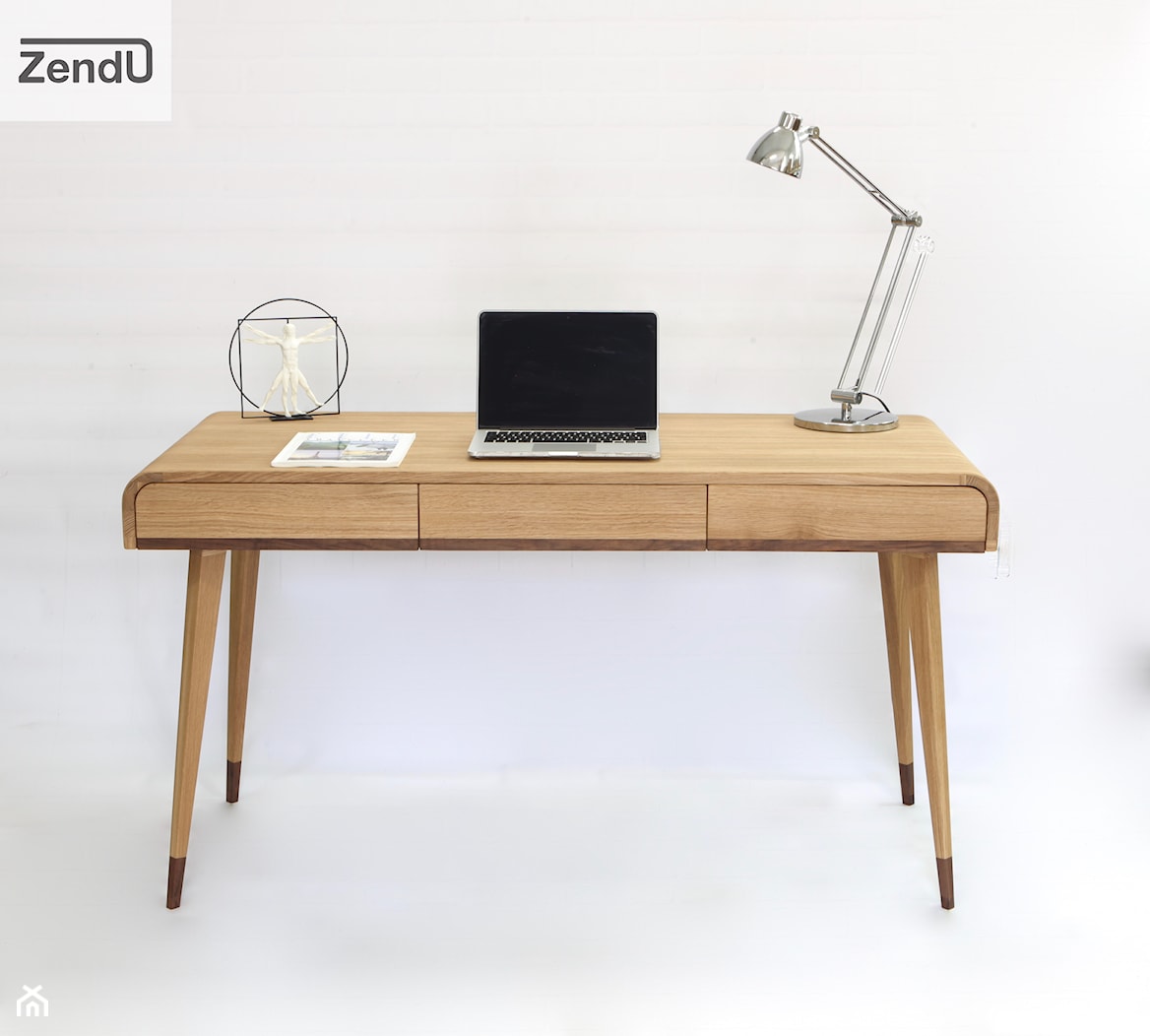 Biurko z drewna dębowego z trzema szufladami - zdjęcie od Zendu Furniture - Homebook