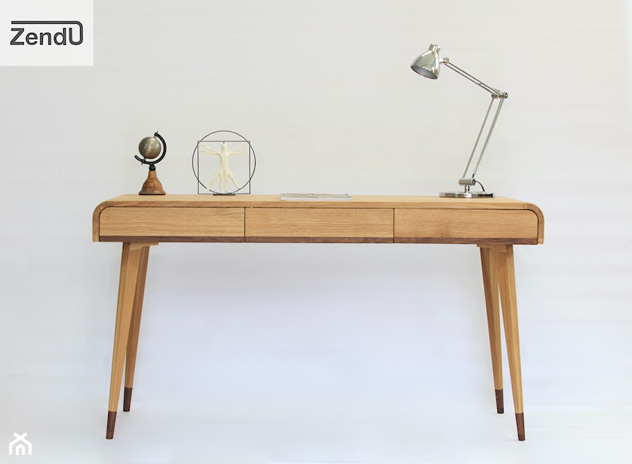 Biurko z drewna dębowego z trzema szufladami - zdjęcie od Zendu Furniture