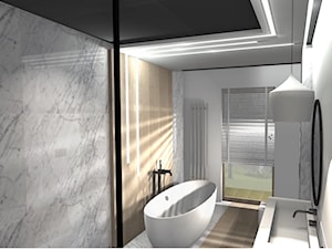 Łazienka - Średnia z marmurową podłogą łazienka z oknem, styl nowoczesny - zdjęcie od Baza Wnętrz