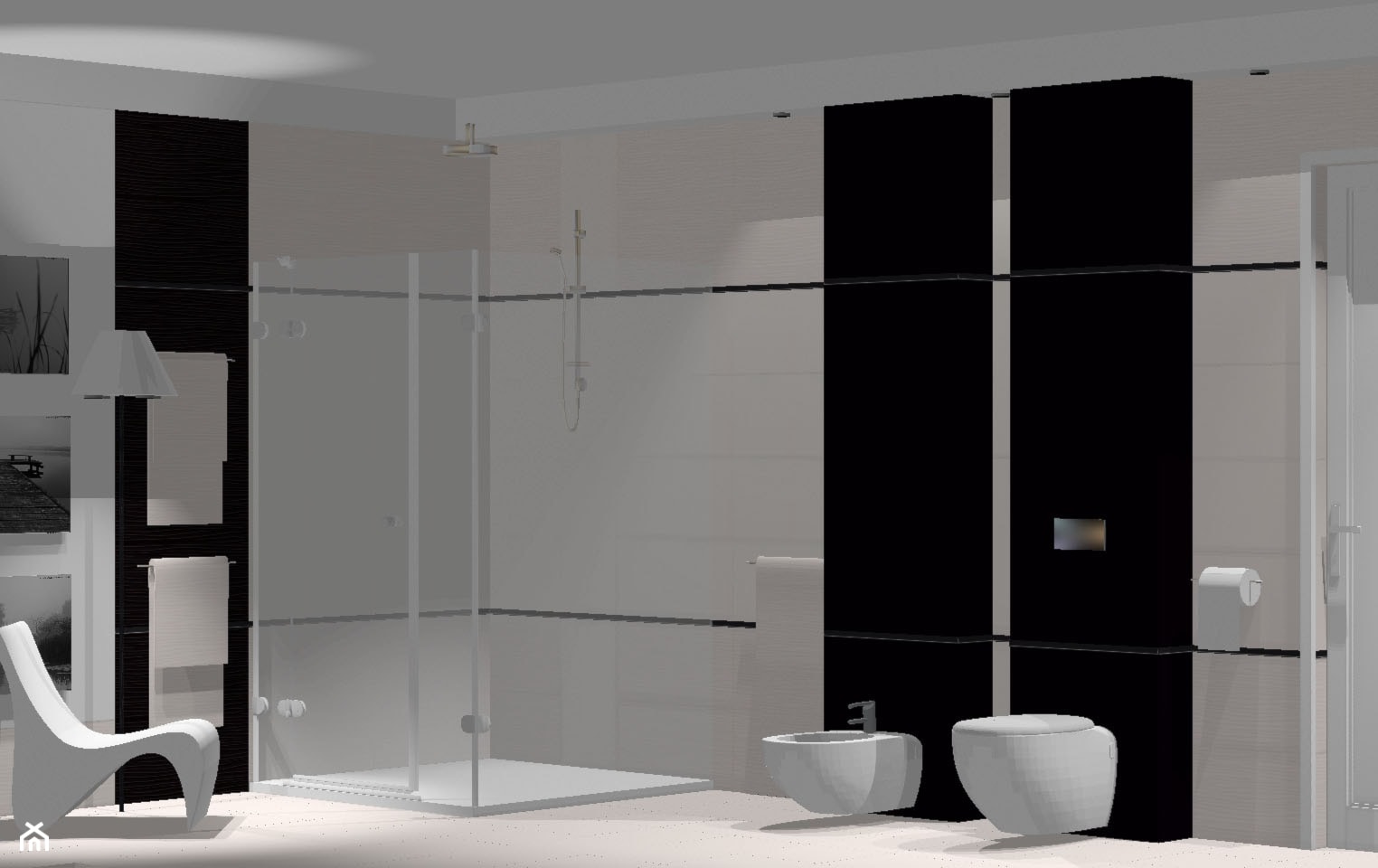 Przestrzenna nowoczesna łazienka: prysznic, bidet, wc - zdjęcie od domolka.pl - Homebook