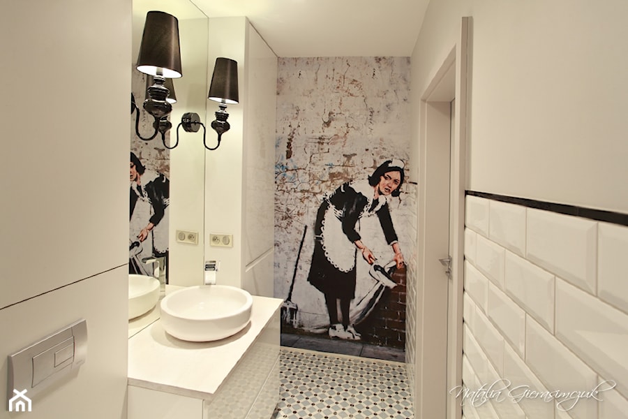 Apartament Wagnera - Mała bez okna łazienka, styl nowoczesny - zdjęcie od NATALIA GIERASIMCZUK - ARCHITEKT WNĘTRZ