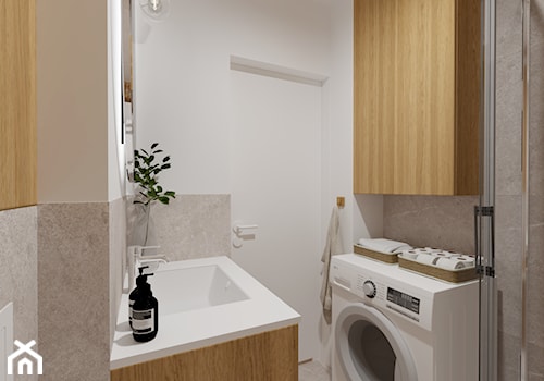 pralka w małej łazience - zdjęcie od Lekka Forma - pracownia projektowa