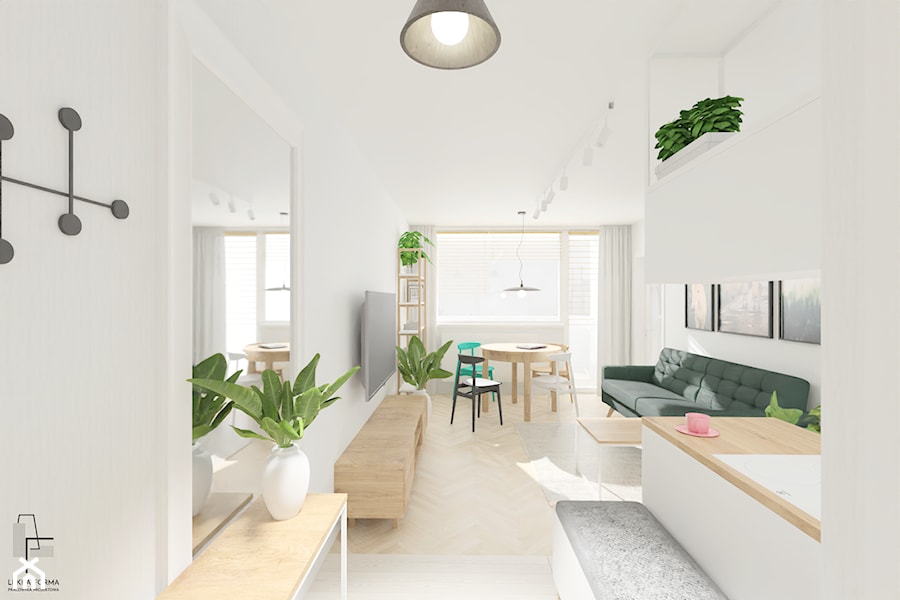 Salon z zieloną sofą - zdjęcie od Lekka Forma - pracownia projektowa