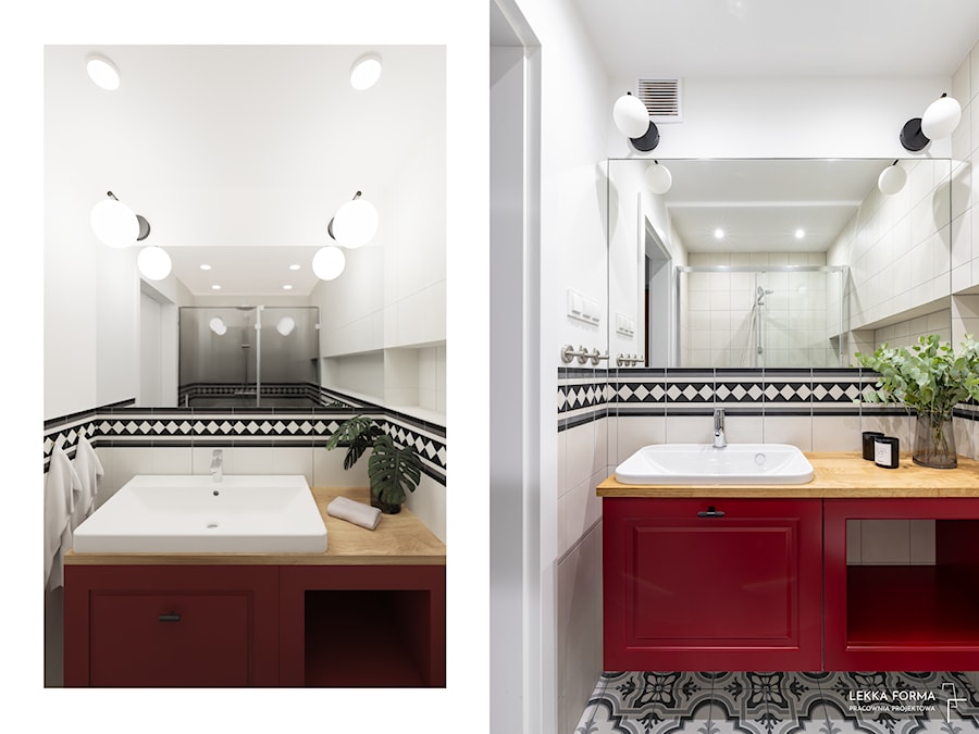 Wzorzyste płytki w łazience - zdjęcie od Lekka Forma - pracownia projektowa