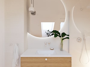 Beżowa przytulna łazienka - zdjęcie od Lekka Forma - pracownia projektowa