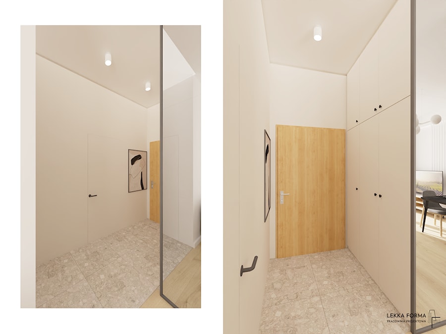 Wysokie szafy w holu - zdjęcie od Lekka Forma - pracownia projektowa
