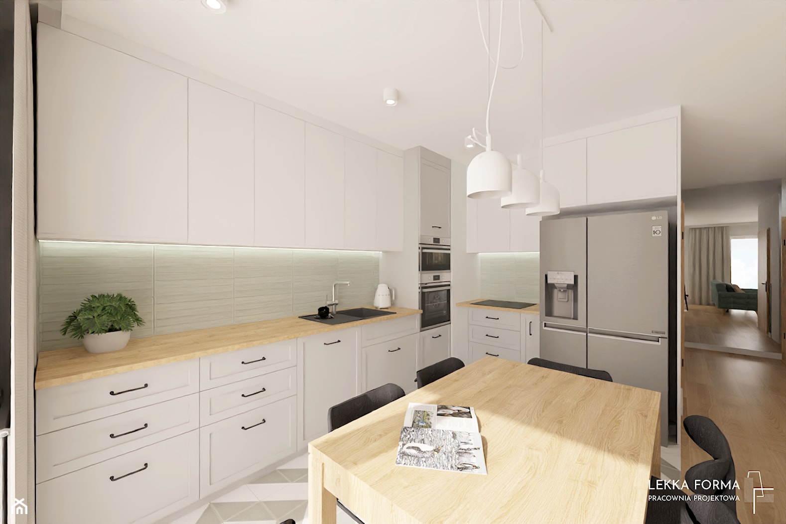 Szare i białe fronty w kuchni - zdjęcie od Lekka Forma - pracownia projektowa - Homebook
