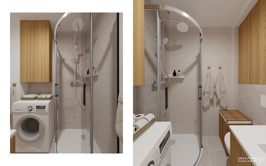 prysznic w małej łazience - zdjęcie od Lekka Forma - pracownia projektowa