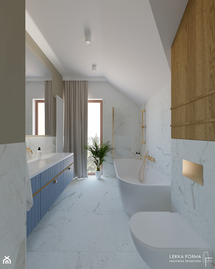 Elegancka łazienka z marmurem - zdjęcie od Lekka Forma - pracownia projektowa