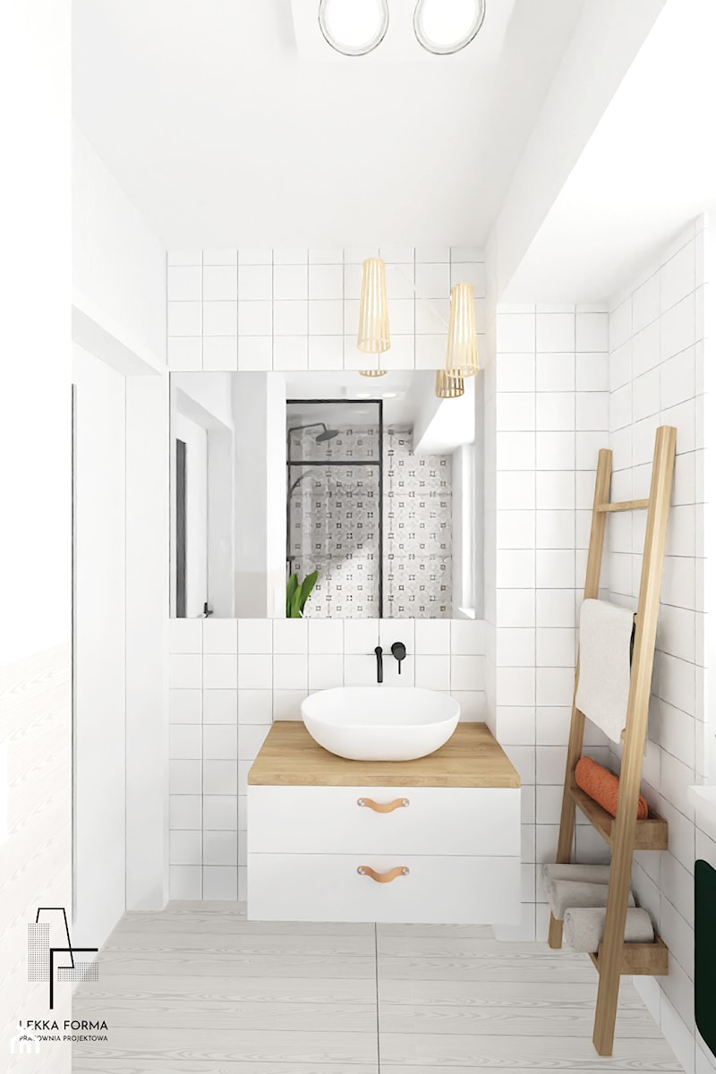 Jasna, biała łazienka - zdjęcie od Lekka Forma - pracownia projektowa