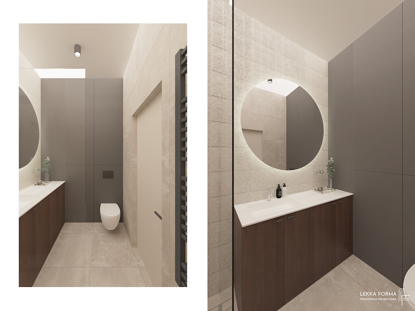 Szaro-beżowa łazienka - zdjęcie od Lekka Forma - pracownia projektowa - Homebook