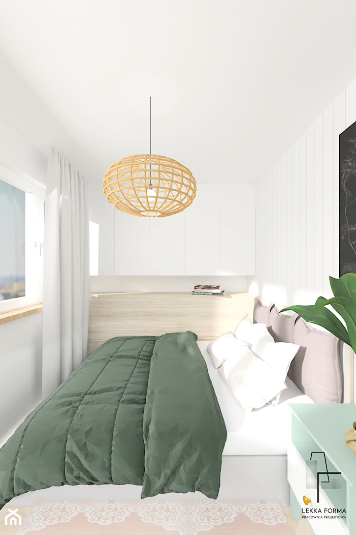 Mała i wąska sypialnia - zdjęcie od Lekka Forma - pracownia projektowa - Homebook
