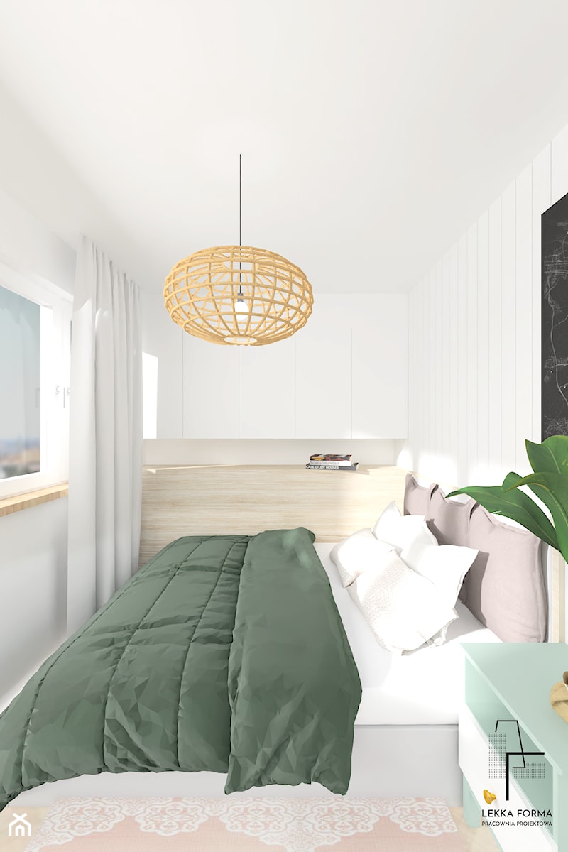 Mała i wąska sypialnia - zdjęcie od Lekka Forma - pracownia projektowa