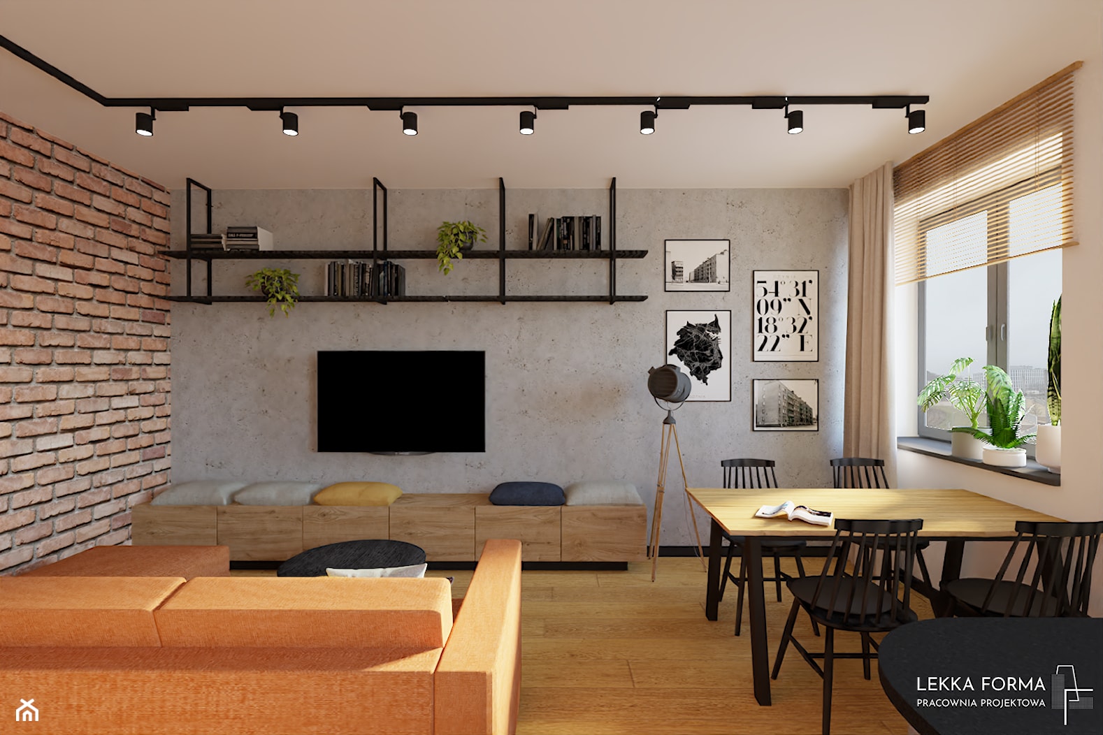 Loftowy salon - zdjęcie od Lekka Forma - pracownia projektowa - Homebook