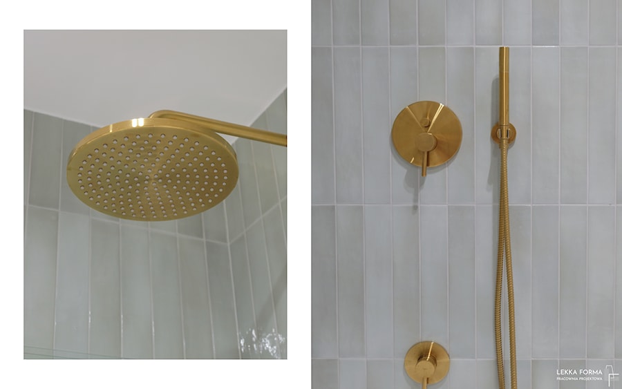 Złote baterie w łazience - zdjęcie od Lekka Forma - pracownia projektowa