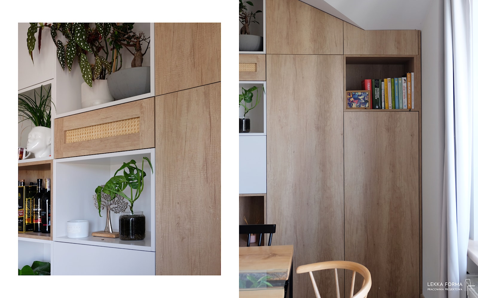 Ukryte biurko, rattan, rośliny - zdjęcie od Lekka Forma - pracownia projektowa - Homebook