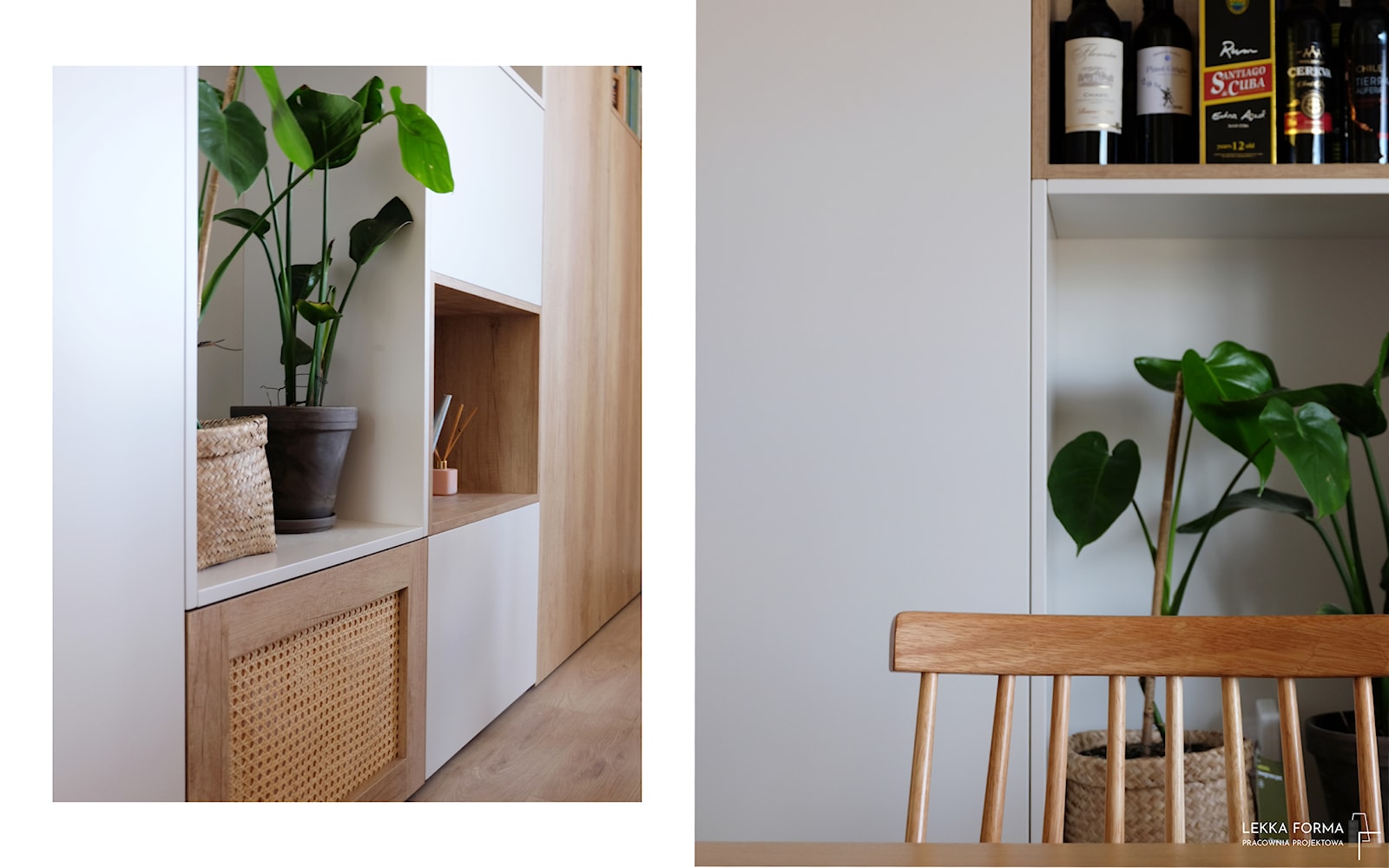 Retro krzesła, rattan, rośliny - zdjęcie od Lekka Forma - pracownia projektowa - Homebook