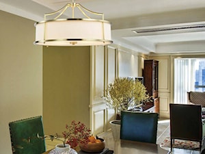 Lampa wisząca STANZA OLD GOLD M do jadalni, sypialni lub salonu, kremowy abażur, satynowe złoto - Orlicki Design - zdjęcie od Szukam Lampy