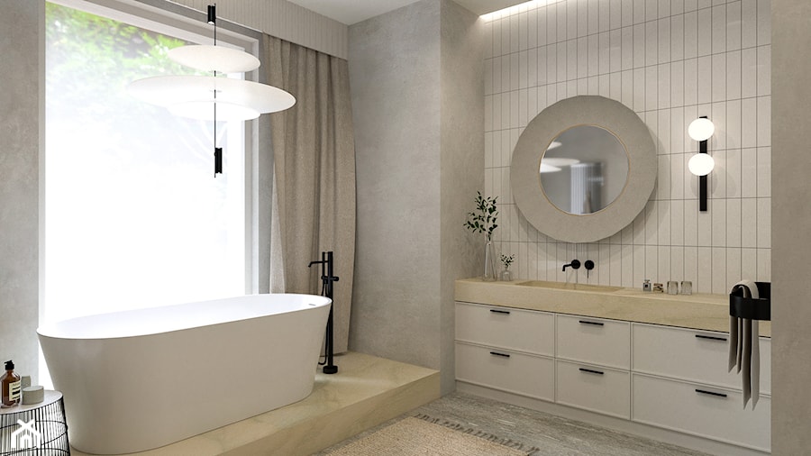 Przestronna łazienka z wanną wolnostojącą - zdjęcie od Aleksandra Oszczak Architekt Wnętrz