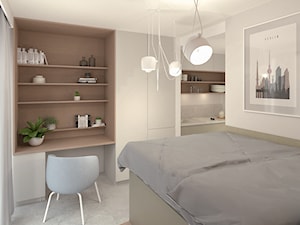 Berlin Mikro-apartamenty sypialnia- łóżko na podwyższeniu - zdjęcie od Aleksandra Oszczak Architekt Wnętrz