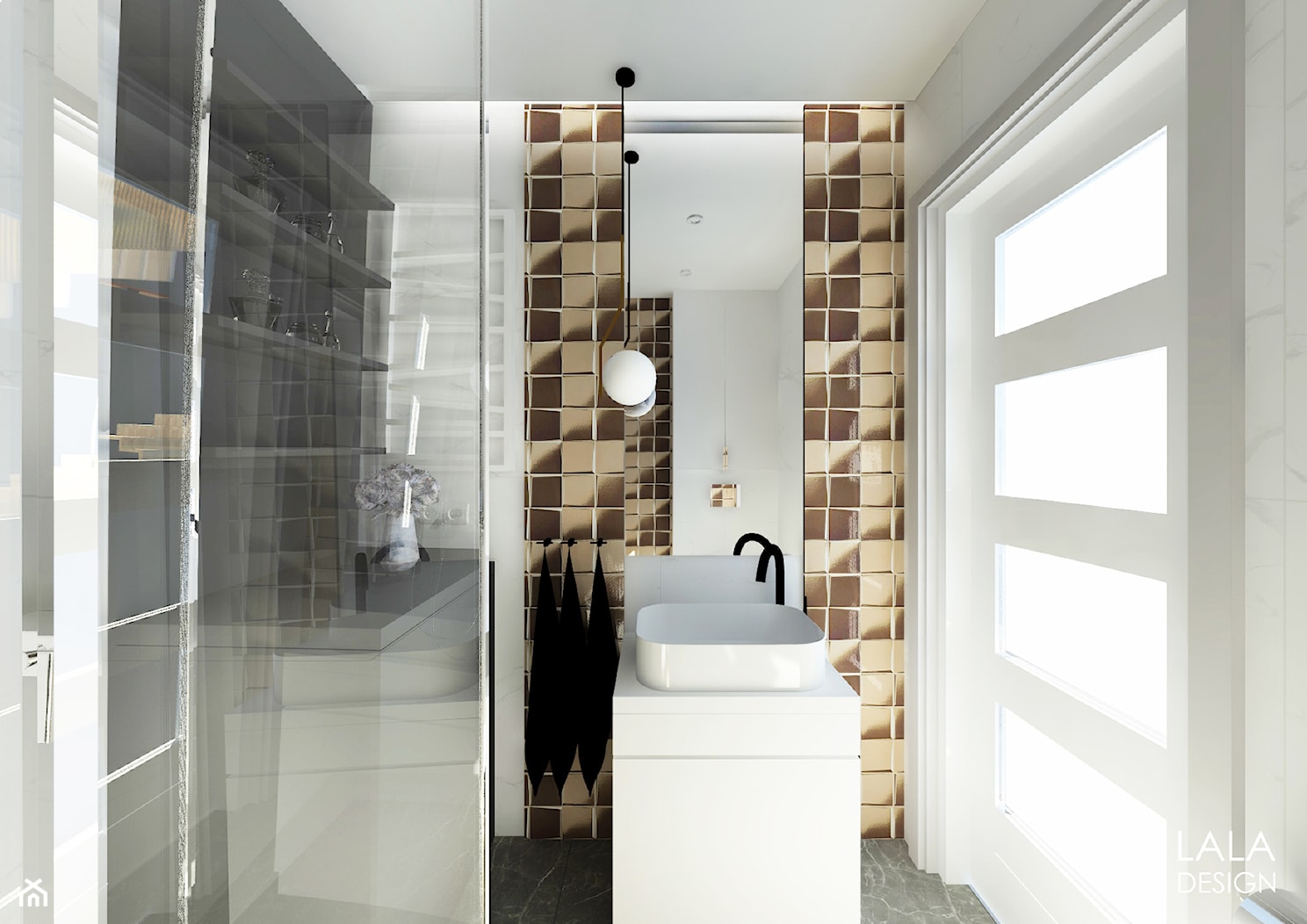 Mała łazienka ze złotem - zdjęcie od LALA DESIGN Projektowanie architektury i wnętrz - Homebook