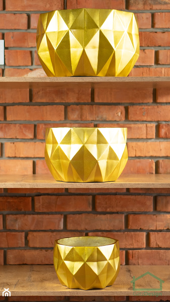Komplet 3 donic złotych wielokątne kanciaste - zdjęcie od GatzDesign