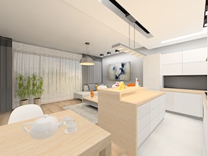 salon z aneksem kuchennym - I wersja (bez kominka) - zdjęcie od Blanka4design