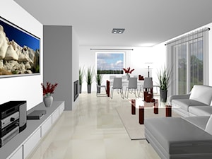 Projekt wnętrz domu jednorodzinnego pod Warszawą - Salon, styl minimalistyczny - zdjęcie od Blanka4design