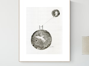 grafiki na scianę Grafiki czarno-białe nowoczesne abstrakcje plakat księzyc ręcznie malowany autorska - zdjęcie od minimalart-grafika-obrazy.pl