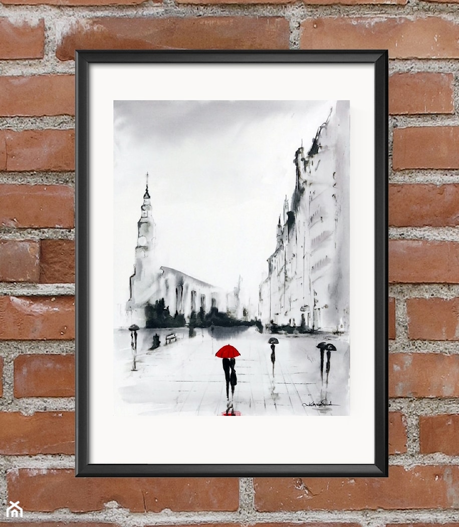 deszczowa ulica - obraz do sypialni, abstrakcja do salonu - zdjęcie od minimalart-grafika-obrazy.pl - Homebook