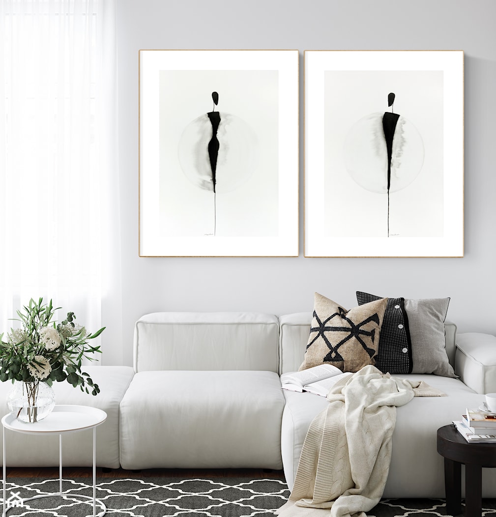 obraz czarno biały do sypialni, abstrakcja, obraz ręcznie malowany - zdjęcie od minimalart-grafika-obrazy.pl - Homebook