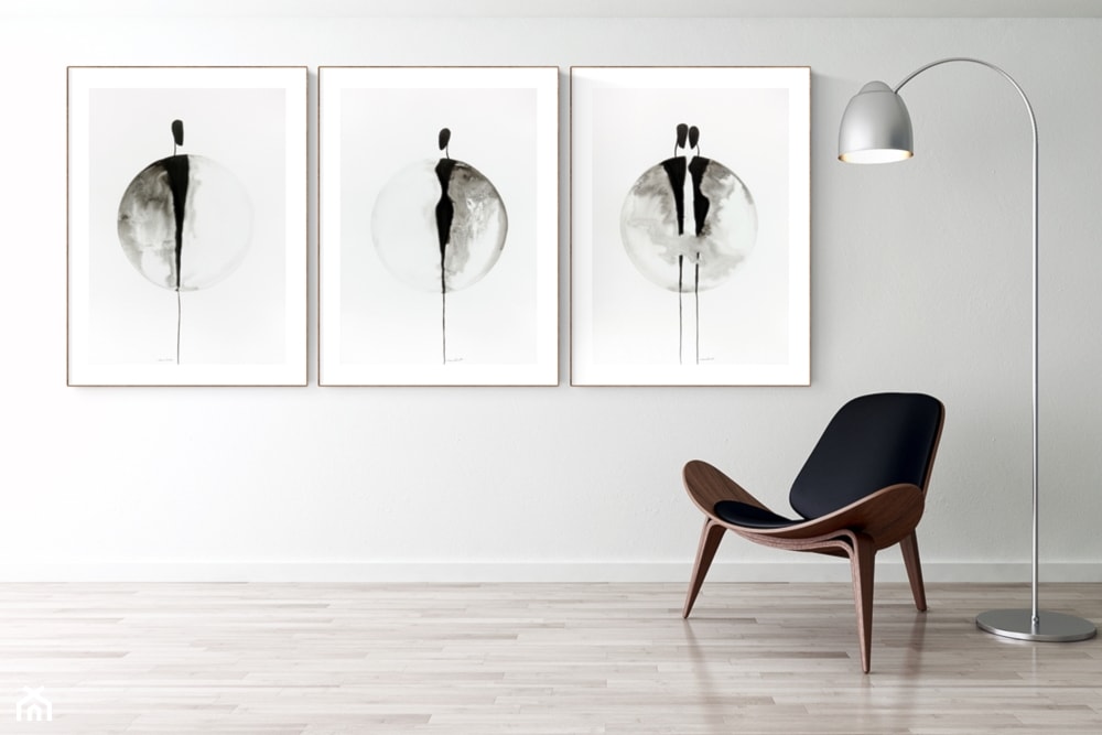 obraz czarno biały do sypialni, abstrakcja, obraz ręcznie malowany - zdjęcie od minimalart-grafika-obrazy.pl - Homebook