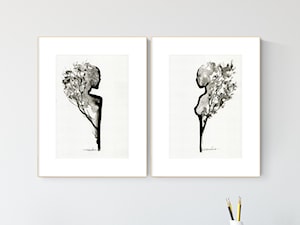 MiniMalArt Grafika czarno-biała abstrakcja z motywe roślinnym, plakat roślinny
