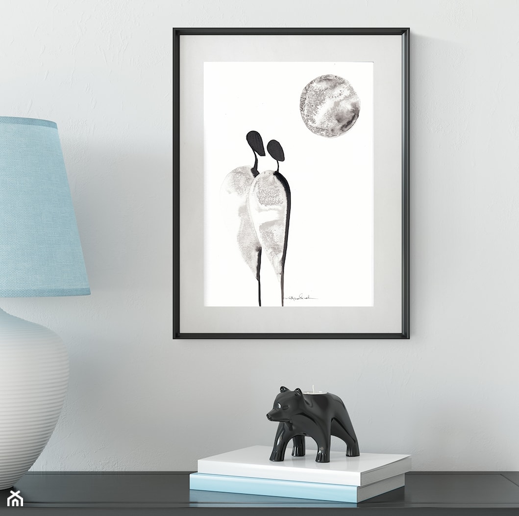 Grafiki na ścianę MiniMalaArt, nowoczesna abstrakcja czarno-biała, minimalizm, do salonu i sypialni nowoczesne wnetrze styl akandynawski - zdjęcie od minimalart-grafika-obrazy.pl - Homebook
