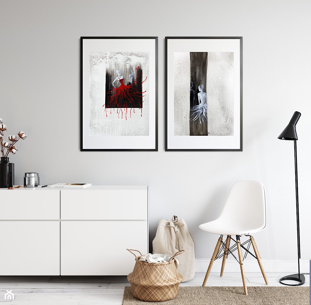 Duże abstarkcje nowoczesne minimalistyczne obrazy do salonu i sypialni, abstarkcja kobieta, baletnica, taniec - zdjęcie od minimalart-grafika-obrazy.pl - Homebook