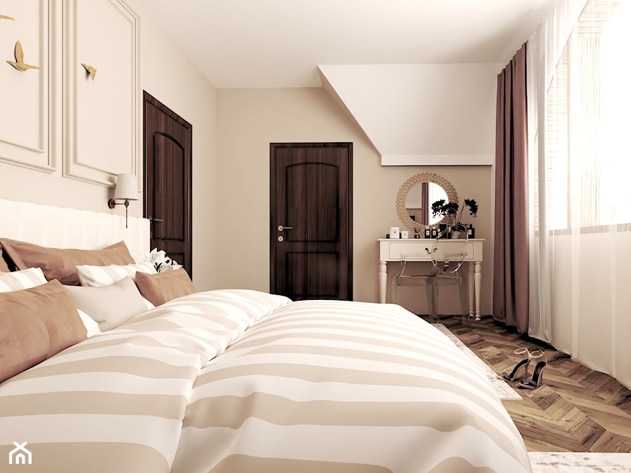 Projekt sypialni w stylu Hampton - zdjęcie od NOA studio - biuro projektowania wnętrz