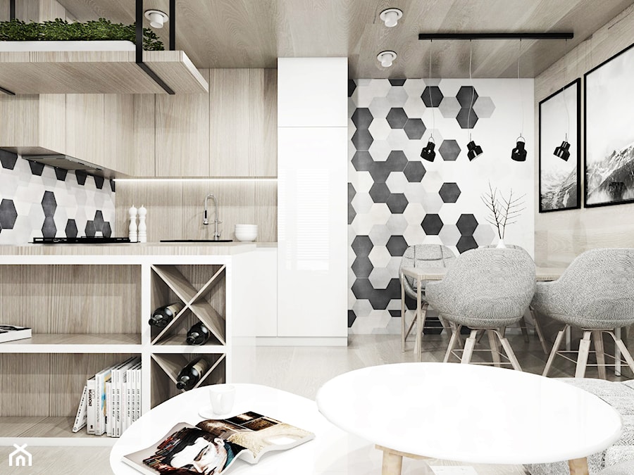 Otwarta kuchnia mieszkanie katowice - zdjęcie od NOA studio - biuro projektowania wnętrz