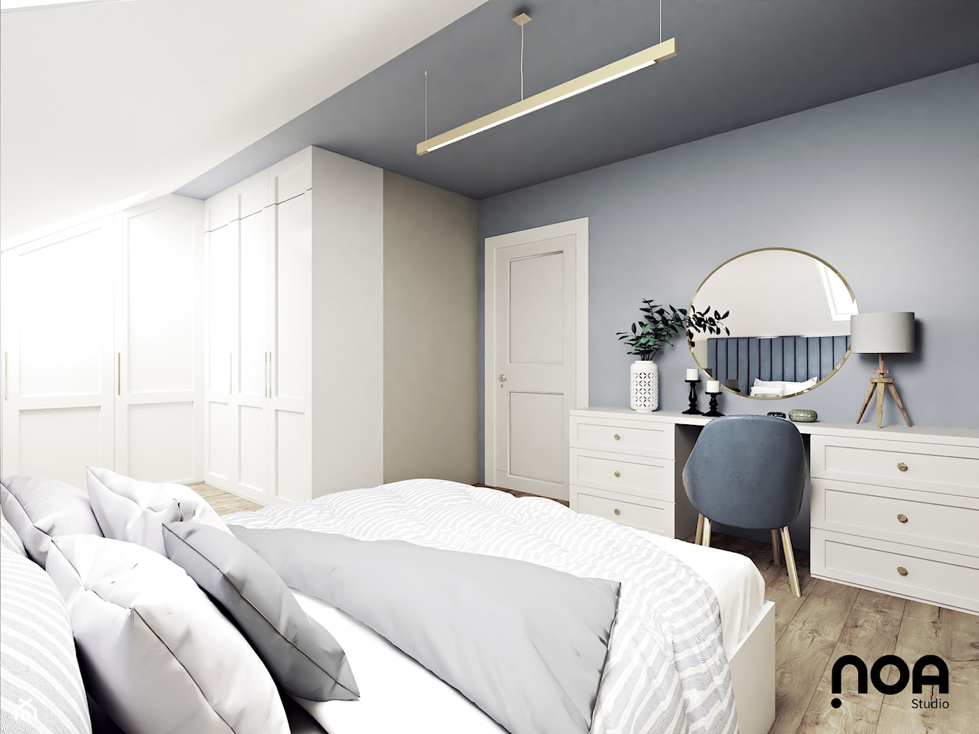 nowoczesna sypialnia - zdjęcie od NOA studio - biuro projektowania wnętrz - Homebook