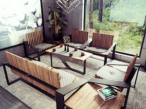 Zestaw mebli modułowych w loftowym stylu drewno i stal - zdjęcie od LOFTABLE Interior Design & Furniture