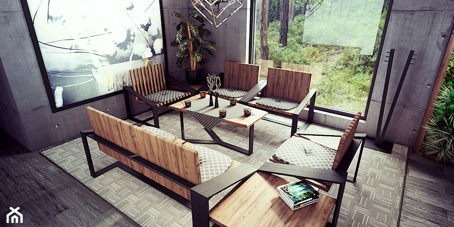 Zestaw mebli modułowych w loftowym stylu drewno i stal - zdjęcie od LOFTABLE Interior Design & Furniture