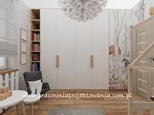Pokój szaro-różowy z szafą wnękową - zdjęcie od Pracownia Projektowania