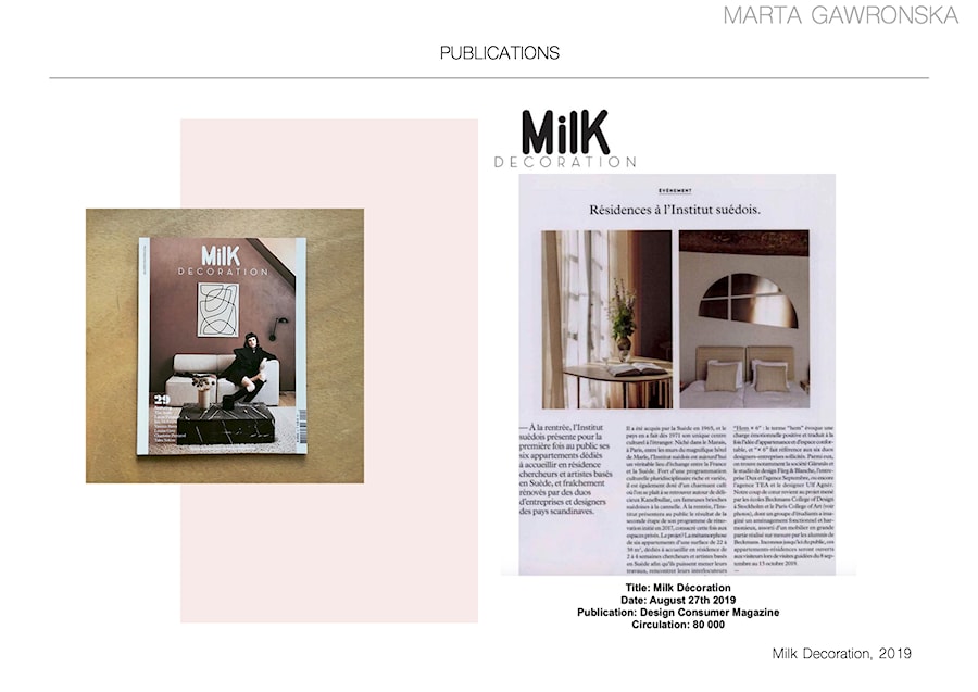 Publikacja w Milk Decoration, France 2019 - zdjęcie od MartaGav