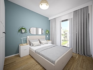 Przytulna sypialnia z niebieską ścianą, Katowice